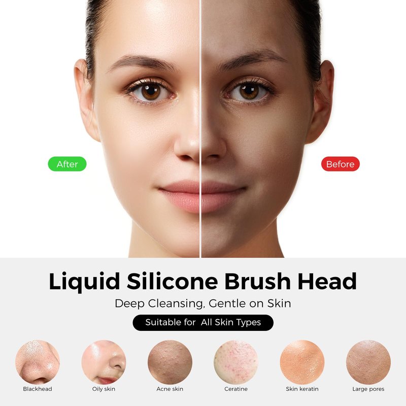 Face Scrubber Facial Cleansing Brush - Waterproof and Rechargeable Face Cleansing Brush with 4 LED Gentle Light, Cleansing, Exfoliating and Massaging, Electric Face Scrub Brush for Men & Women