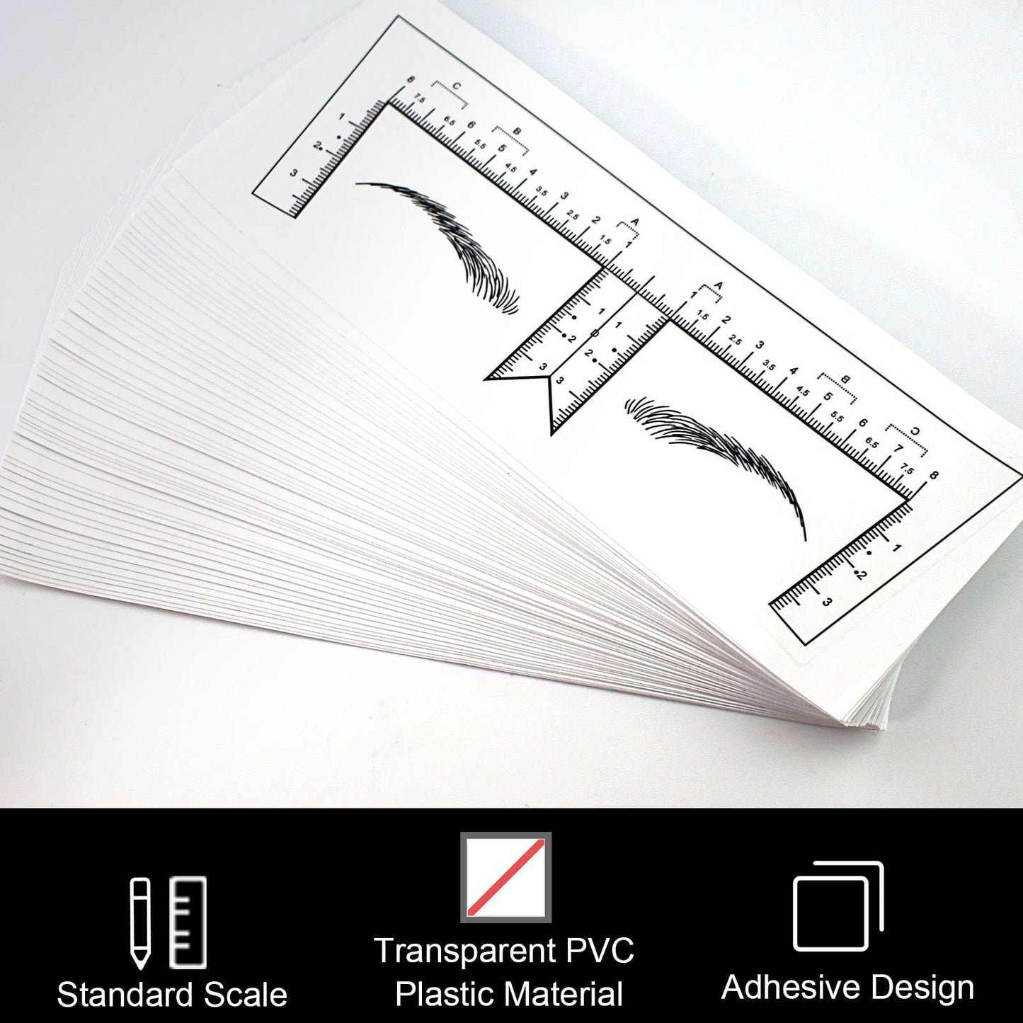 Guapa 50pcs/Pack Eyebrow Ruler with Brow Shape Disposable Microblading Ruler Sticker Adhesive Brows Positioning Measure Tool