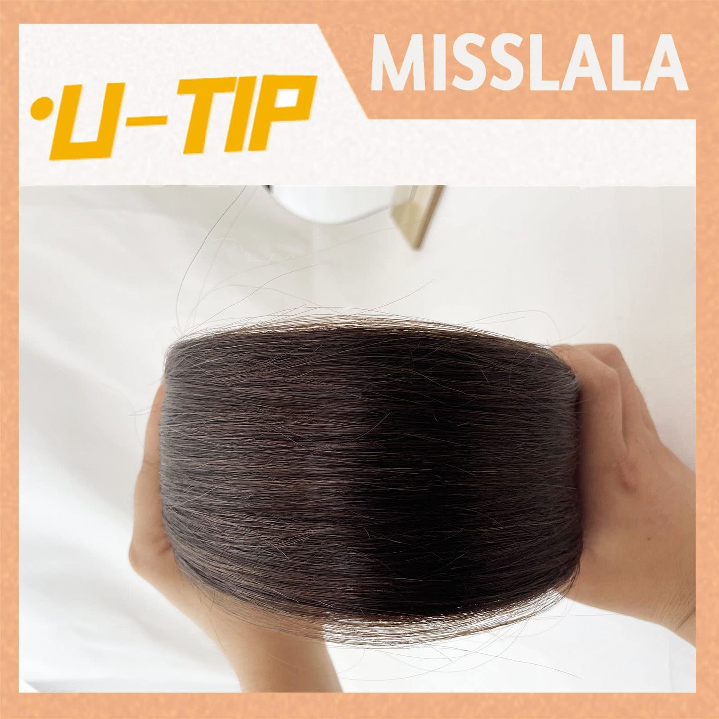 16 Inch Misslala U Tip Hair Extensions Human Hair Brown Pre Bonded Hair Extensions Color #2 Darkest Brown U Tip Brown Hair Extensions Real Human Hair Medinum Length 50g 50s