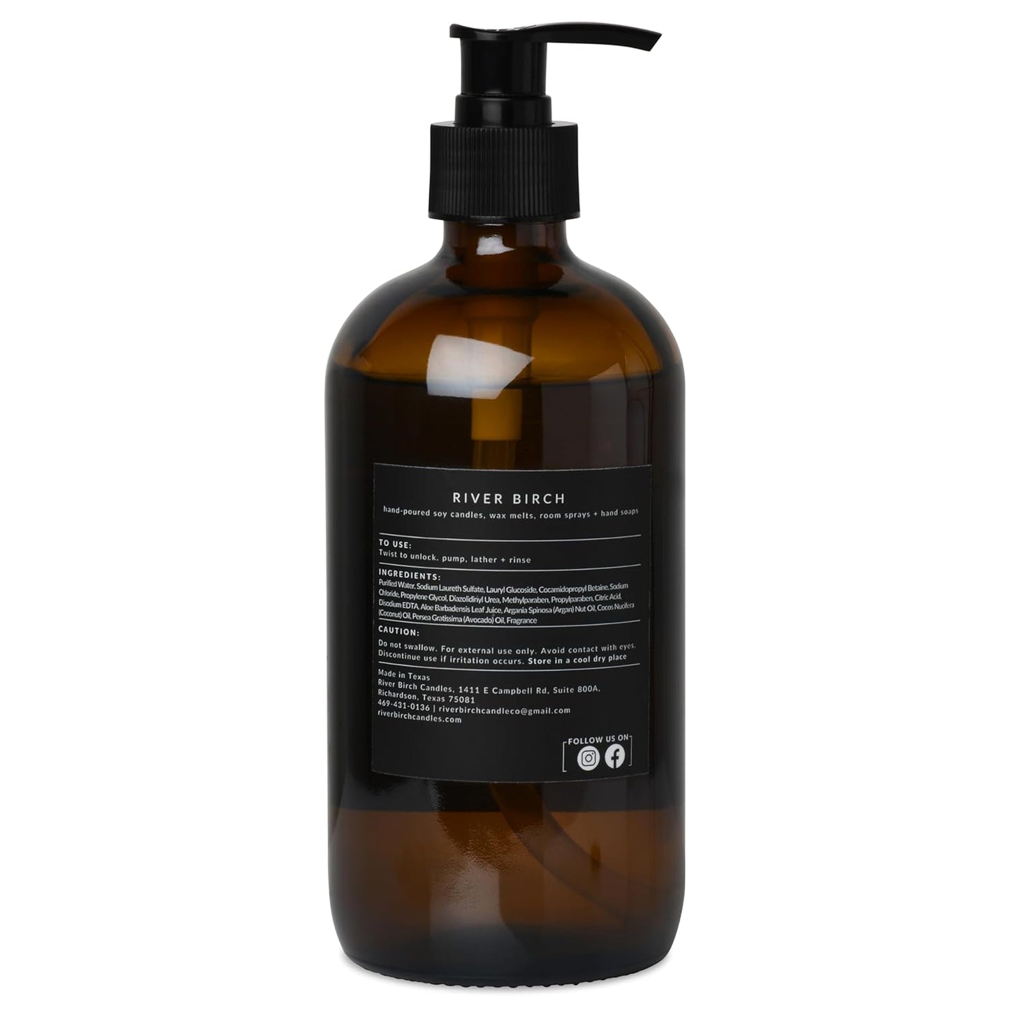Lemon Scented Natural Hand Soap - Moisturizing Vegan Soap with Amber Glass Dispenser | 16 Fl Oz