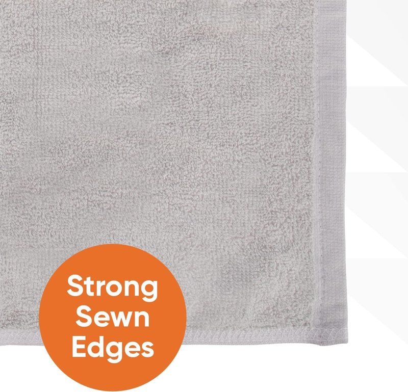 Cotton Terry Washcloths - 100% Cotton Spa Towels for Body & Face | Grey, 16"x16" (24 Pack)