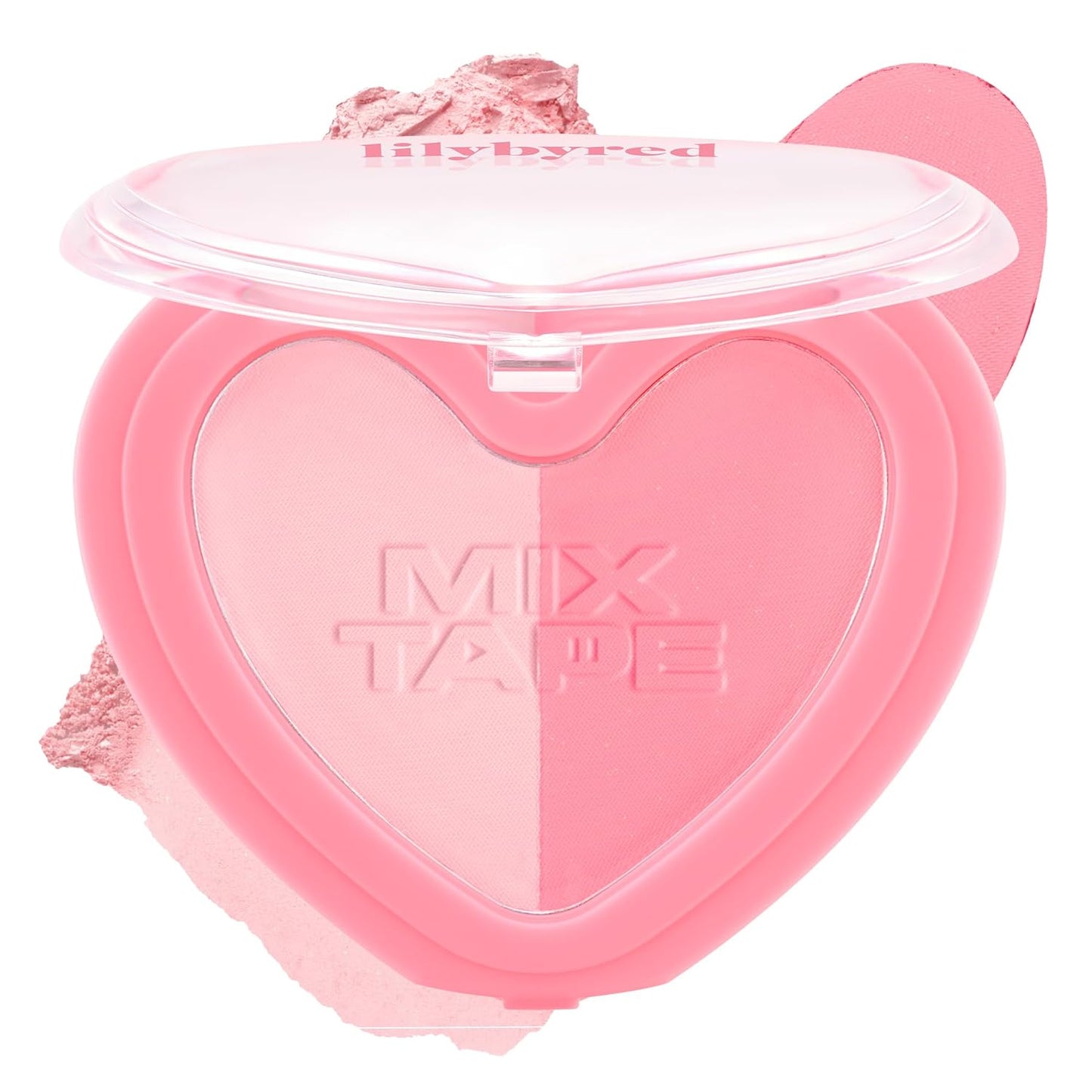 Lilybyred Luv Beam Cheek Duo - Heart-Shaped Korean Dual-Tone Powder Blush | Blendable Soft Glow, 0.14 oz (02 Joy Beam)