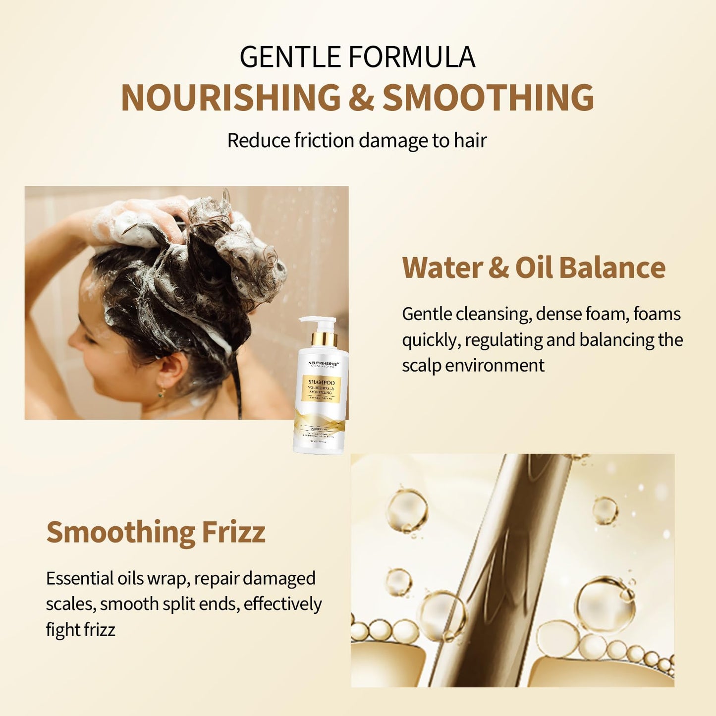 Neutriherbs Shampoo For Dry, Frizzy,Furious and Split Hair, Nourish, Smooth Hair Wash With Essential Oil - 16.9 Fl Oz