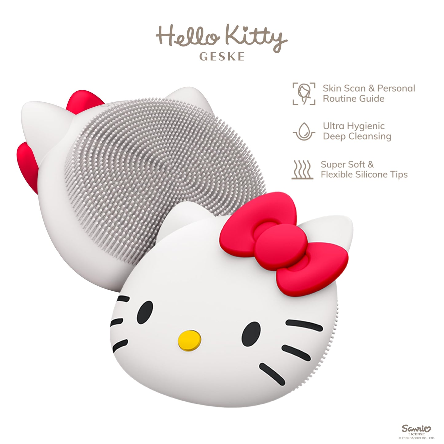 GESKE x Hello Kitty SmartAppGuided Facial Brush | 3 in 1 | Skin Cleansing Silicone | Routine Skincare | Gentle Cleansing | Facial Cleanser