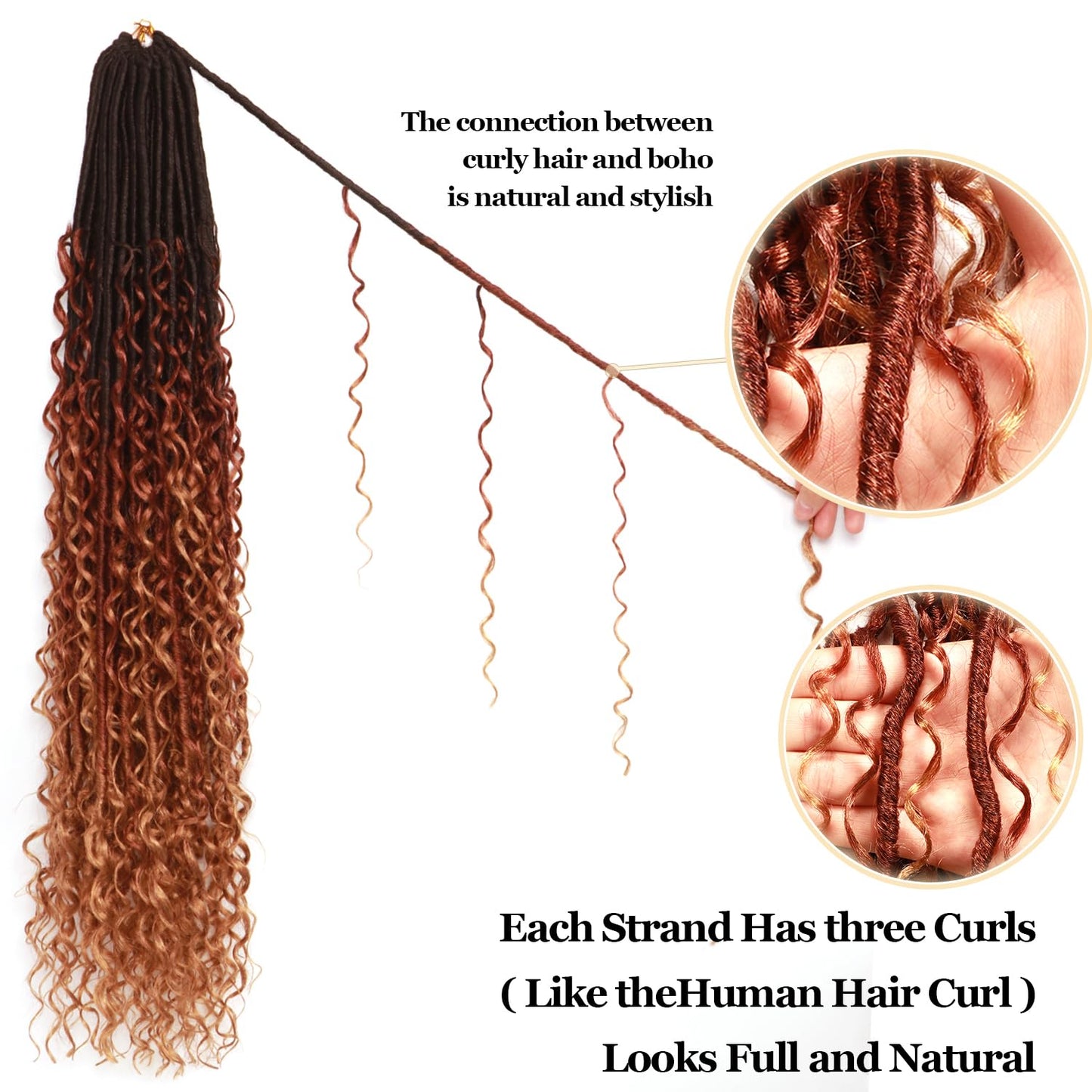 8 Packs Goddess Faux Locs Crochet Hair-30 Inch Boho Soft Locs Crochet Hair for Black Women (1B/30/27#, 30 Inch(Pack of 8))