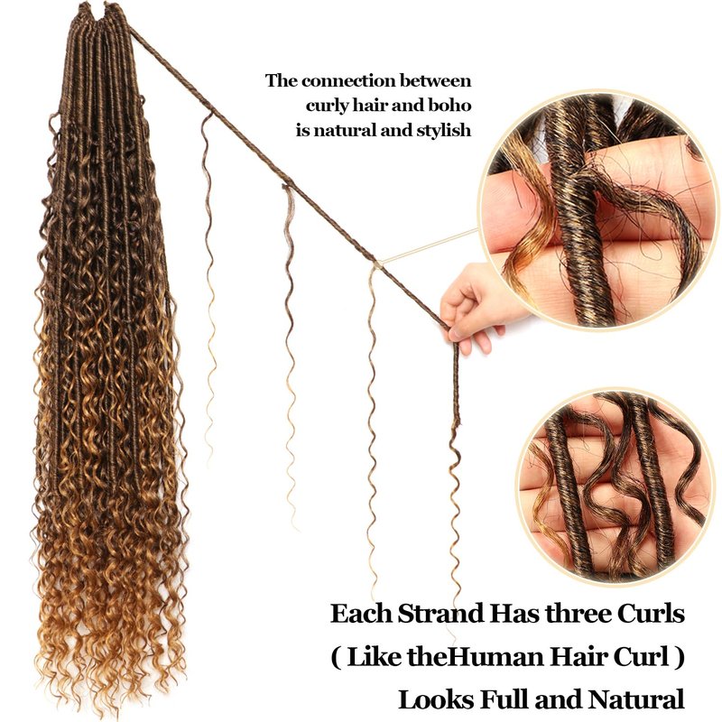 8 Packs Goddess Faux Locs Crochet Hair-30 Inch Boho Soft Locs Crochet Hair for Black Women (T27, 30 Inch(Pack of 8))