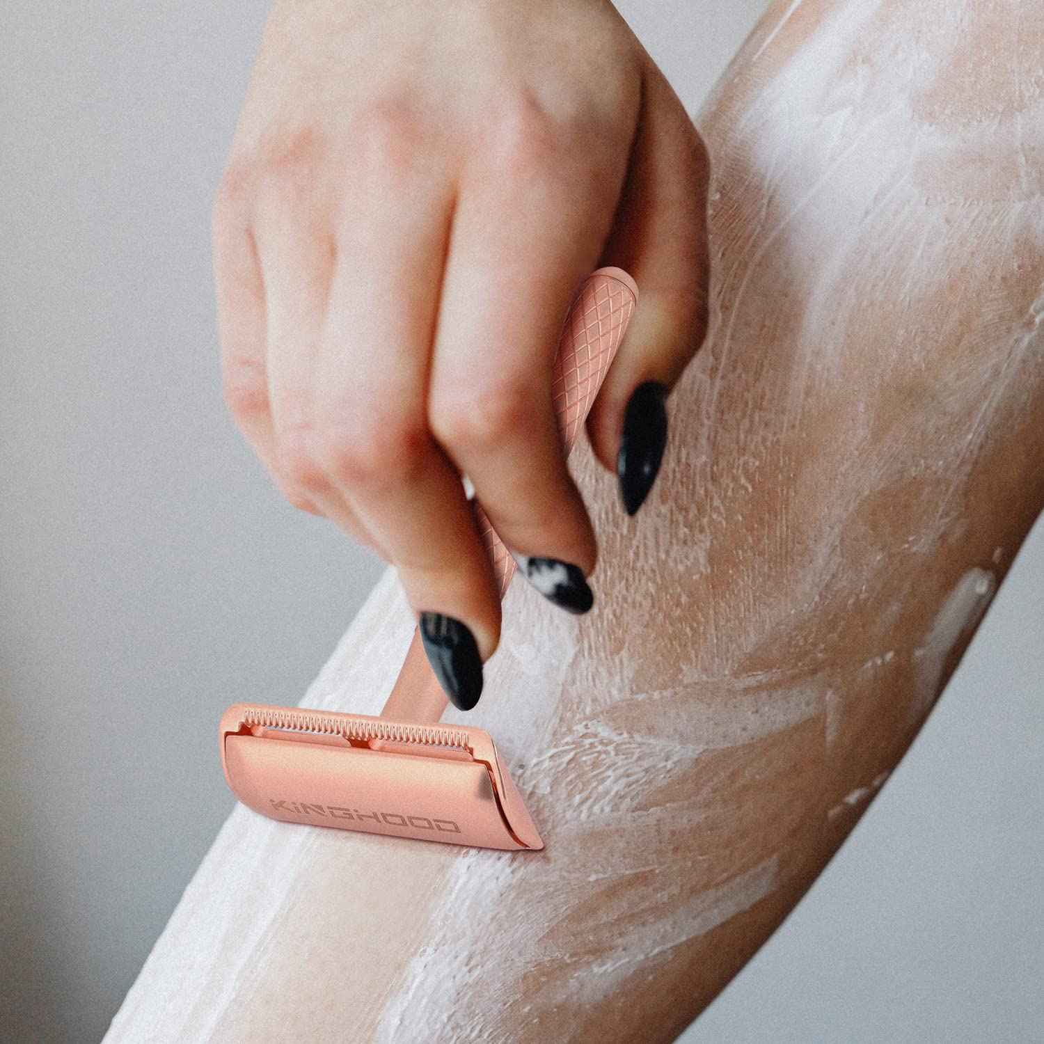 KINGHOOD Safety Razor for Men and Women - Double Edge Razor With 10 Reusable Blades (Rose Gold)