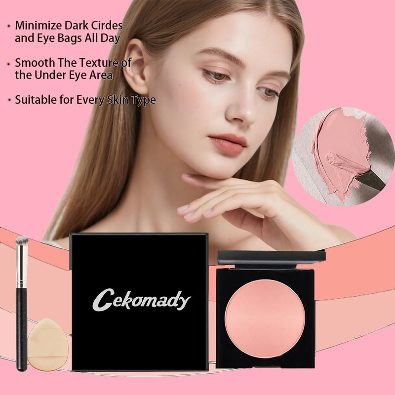 Cekomady Luminance Under Eye Brightener, Under Eye Brightener, Dark Circle Concealer, Moisturizing Waterproof Foundation (PINK-2PCS)