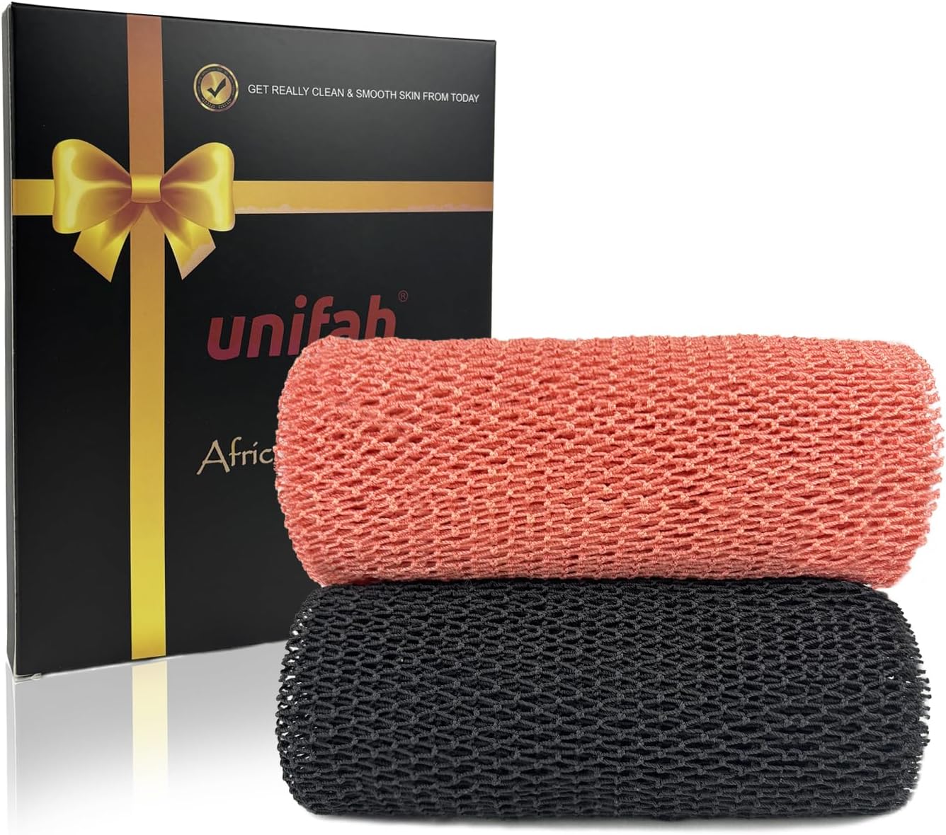 Unifab African Net Sponge Authentic Real African Exfoliating Net Bath Sponge Wash Cloth Exfoliating Washcloth African Net Cloth Body Scrubber for Shower Pink