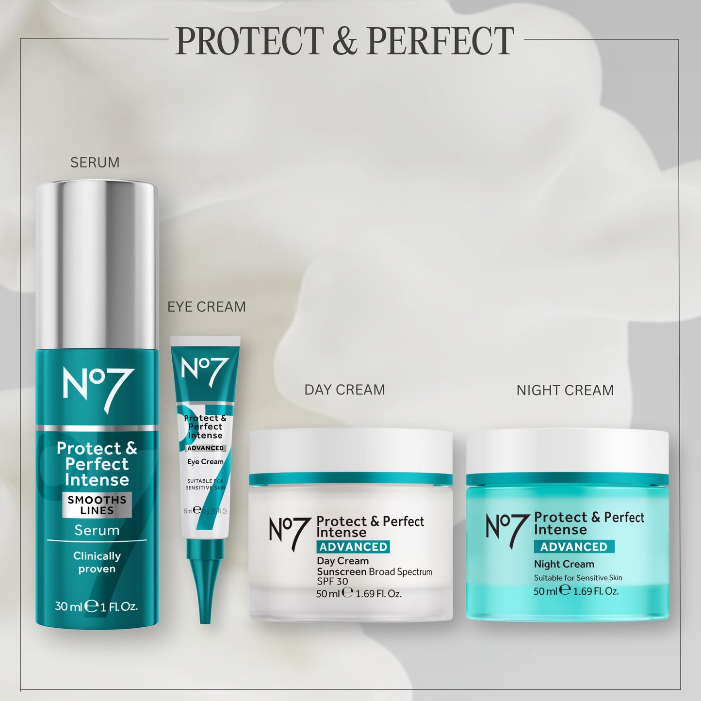 No7 Protect & Perfect Intense Advanced Face Cream - Hydrating Face Moisturizer with SPF - Formulated with Hyaluronic Acid & Collagen Peptide Technology to Help Reduce Fine Lines & Wrinkles (1.69 Oz)