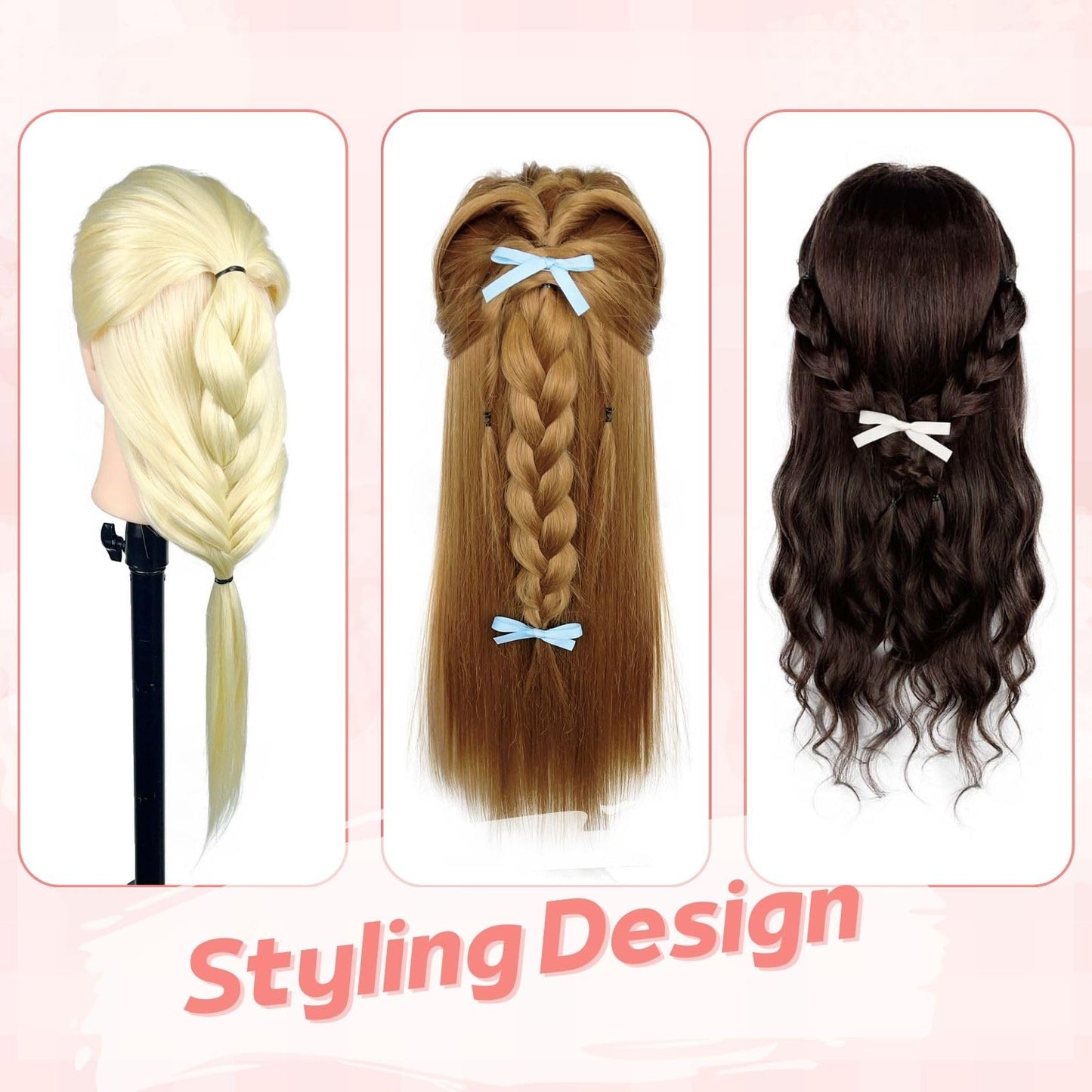 MQHIHI Mannequin Head Human Hair, 80% Real Hair Cosmetology Manikin Head for Practice Braiding Hairstyling Cutting with Free Clamp Holder and Tools (Dark Brown)