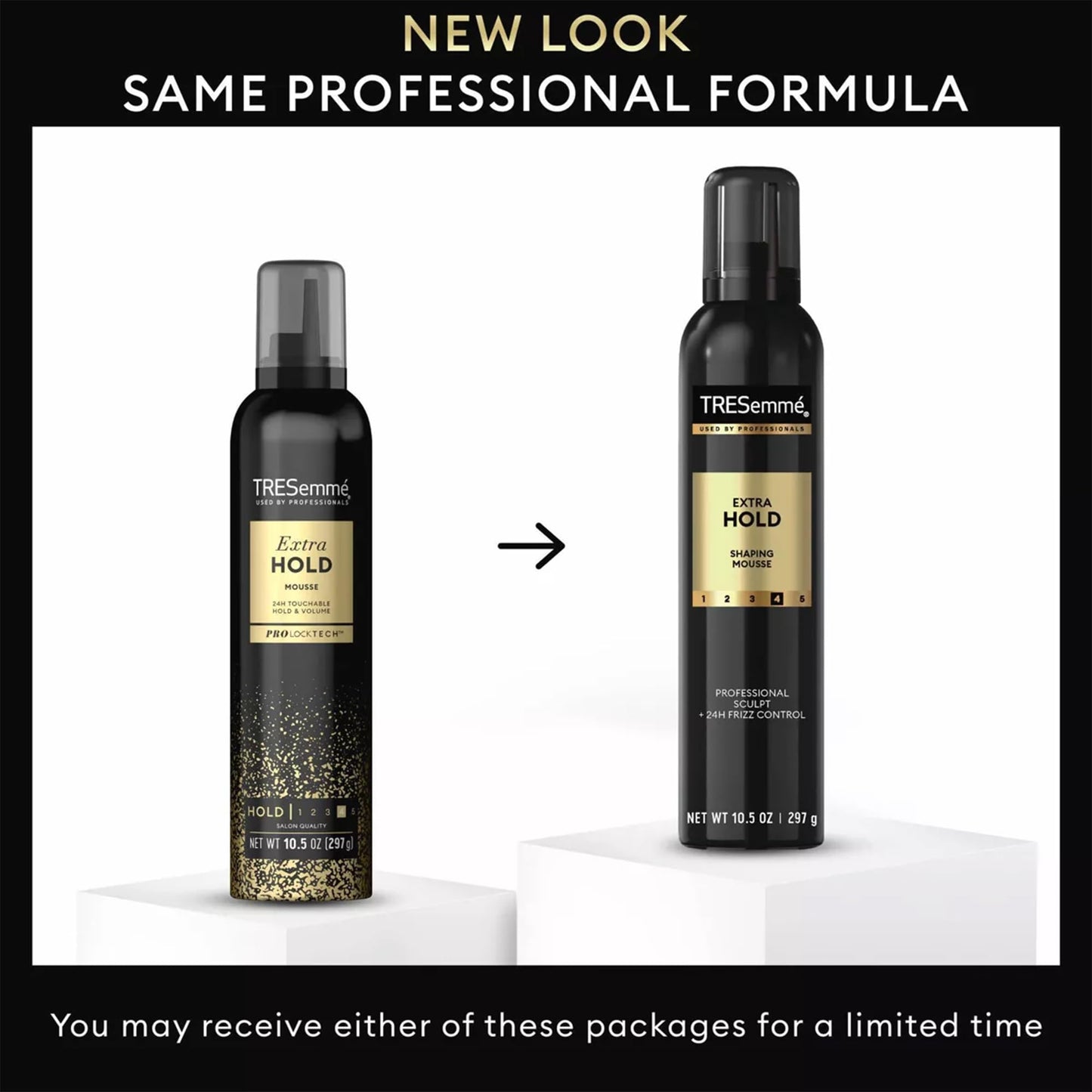 TRESemmé Shaping Mousse, Extra Hold 2-Pack + Travel-Size Bottle – Moisturizing Hair Mousse for Sculpting, 24H Frizz Control (3 Piece Set)