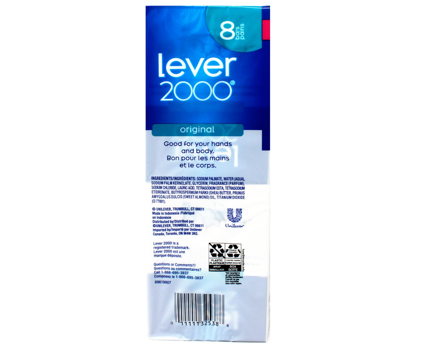 Lever 2000 Original Bar Soap, for Hands and Body, 8 Bars, 3.75 oz Each - 2 Pack