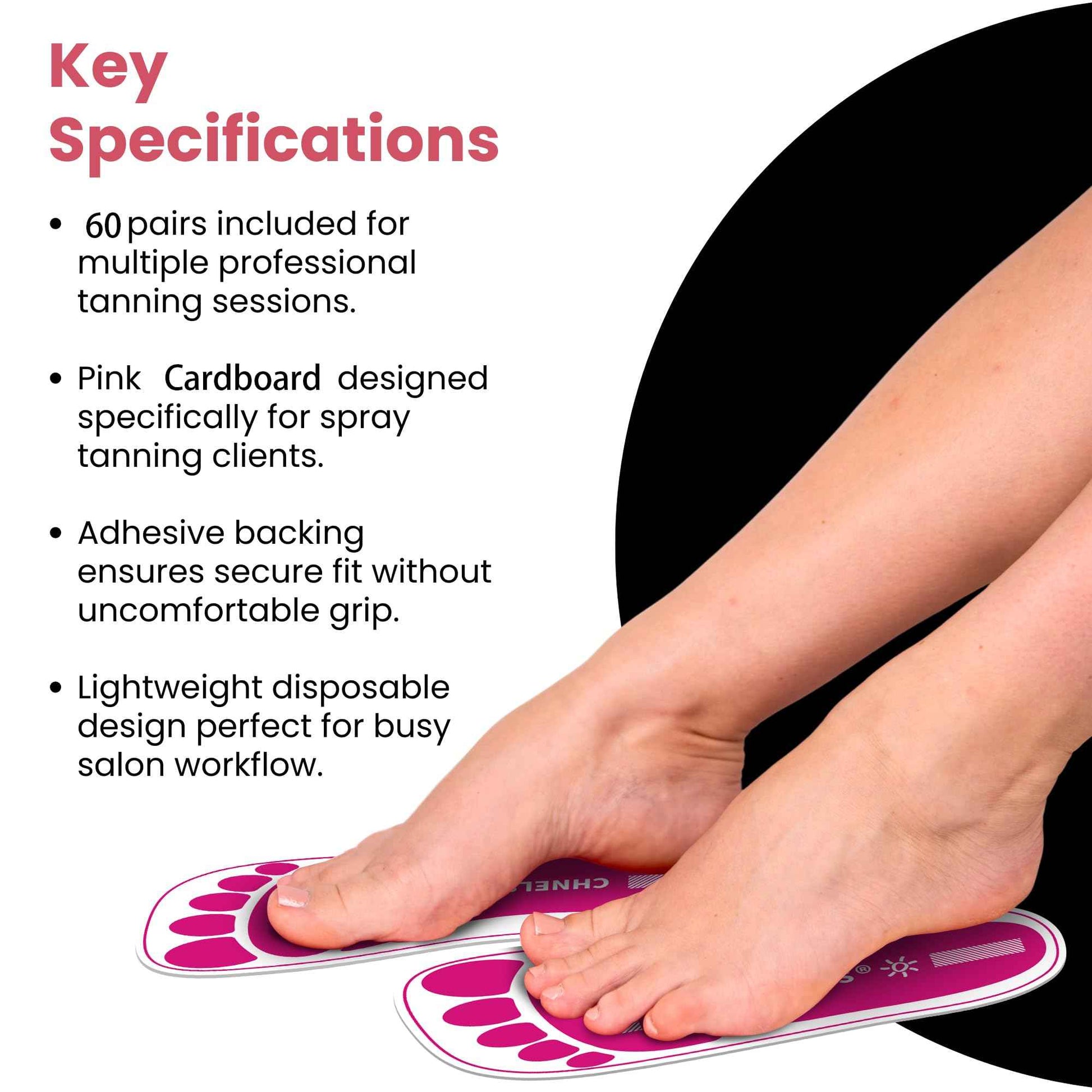 Pink 60Pairs(120Feets)Disposable Spray Tanning Feet Pads for Hygienic Foot Protectors,Comfortable & Hygienic Spray Tan Pads Feet-Specifically for the Spray Tanning Industry or Salon,One Size-Non Slip