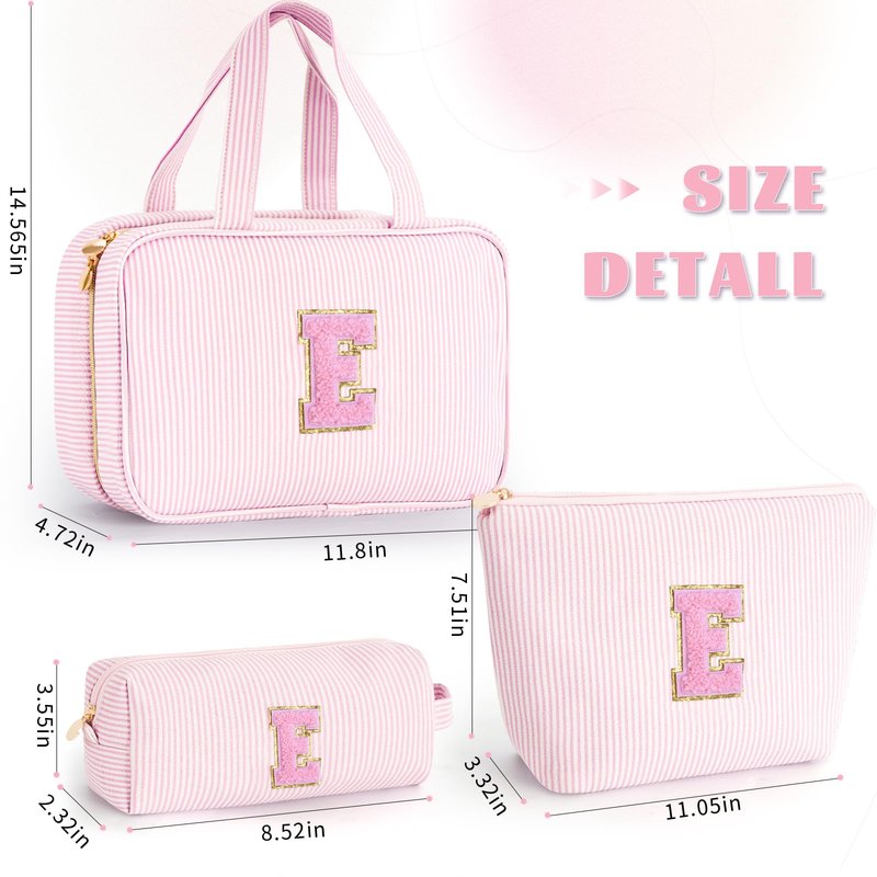 Fystdtote Birthday Gifts for Bridesmaid Friend Sister Teacher Wife - Personalized Toiletry Bag Makeup Bag for Women - Monogram Cosmetic Bag Travel Bag - Pink E