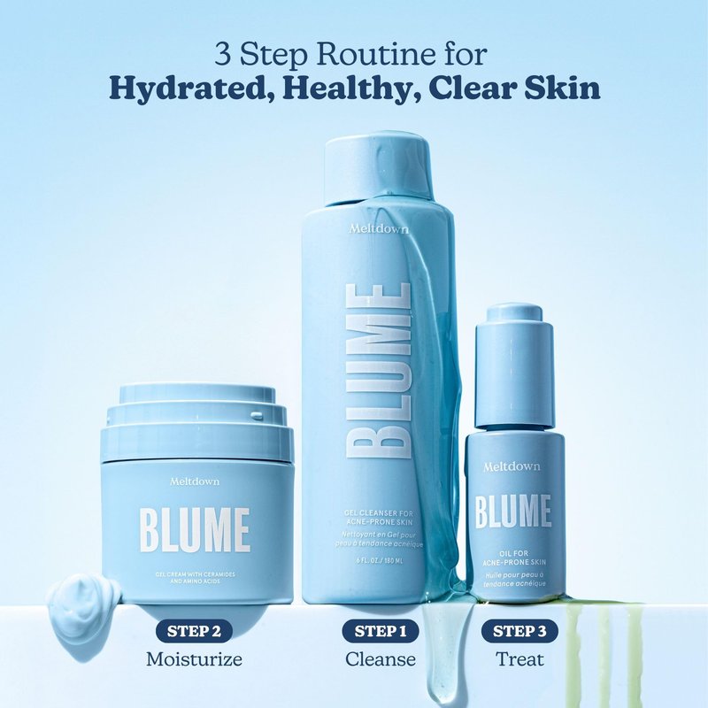 Blume Meltdown Gel Face Moisturizer for Acne Prone Skin - Oil Free Facial Moisturizer with Niacinamide & Centella to Even Skin Tone - 72-Hour Hydration Face Cream with Ceramides & Squalane (1.7 oz)