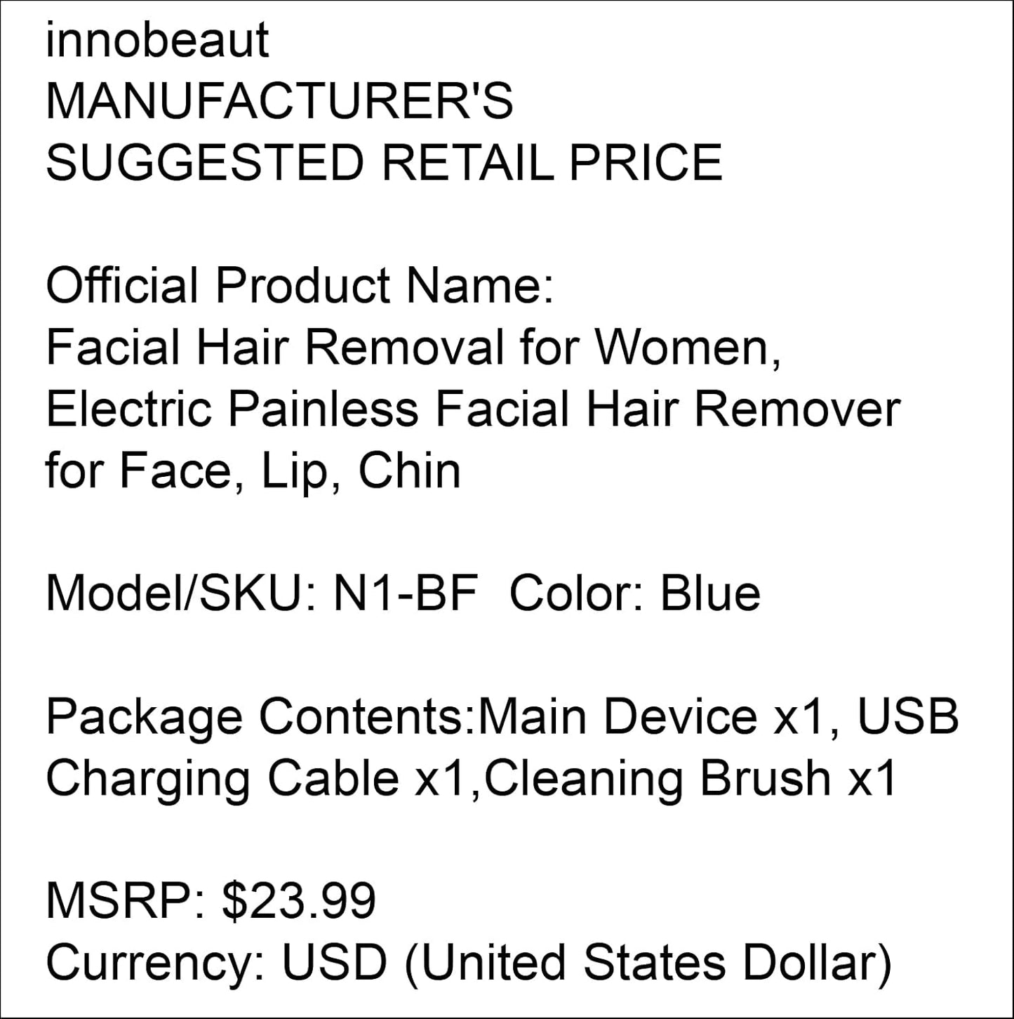 Facial Hair Removal for Women - Electric Painless Remover for Face, Lip & Chin | USB Rechargeable, Blue