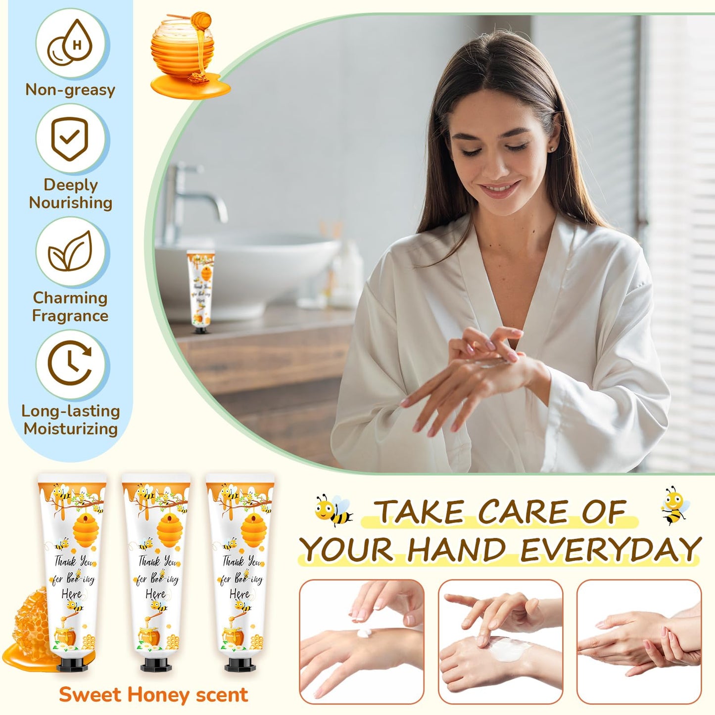 Swiffen 48 Sets Honey Baby Shower Hand Cream Gifts Bulk for Guest a Little Honey Is on The Way Mini Travel Hand Lotion for Gender Reveal Bee Themed Baby Shower Birthday Party Supplies Prizes Souvenirs