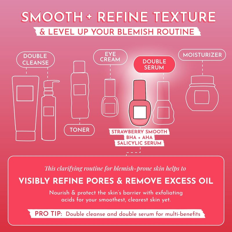 Glow Recipe Strawberry Salicylic Acid Serum - Korean BHA Acne Treatment for Blemishes | Pore Minimizing & Texture Smoothing (30ml)