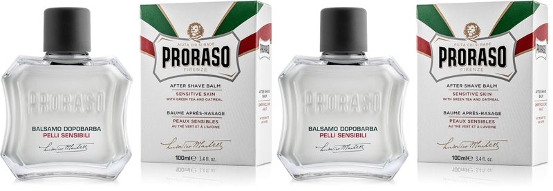 Proraso After Shave Balm - Oatmeal & Green Tea - Nourishing & Gentle Formula After Shave Cream for Sensitive Skin - Premium Italian Shaving for Men - 3.4oz,(Pack of 2)
