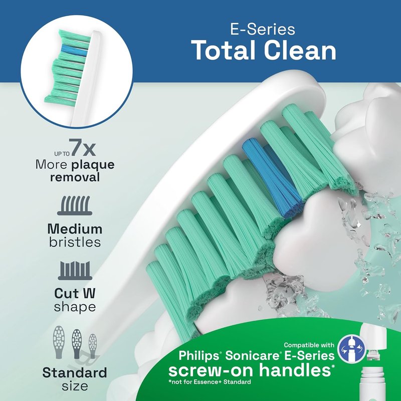 Brushmo Replacement Toothbrush Heads - Compatible with Philips Sonicare | 6 Medium Firm Dupont Bristles, White