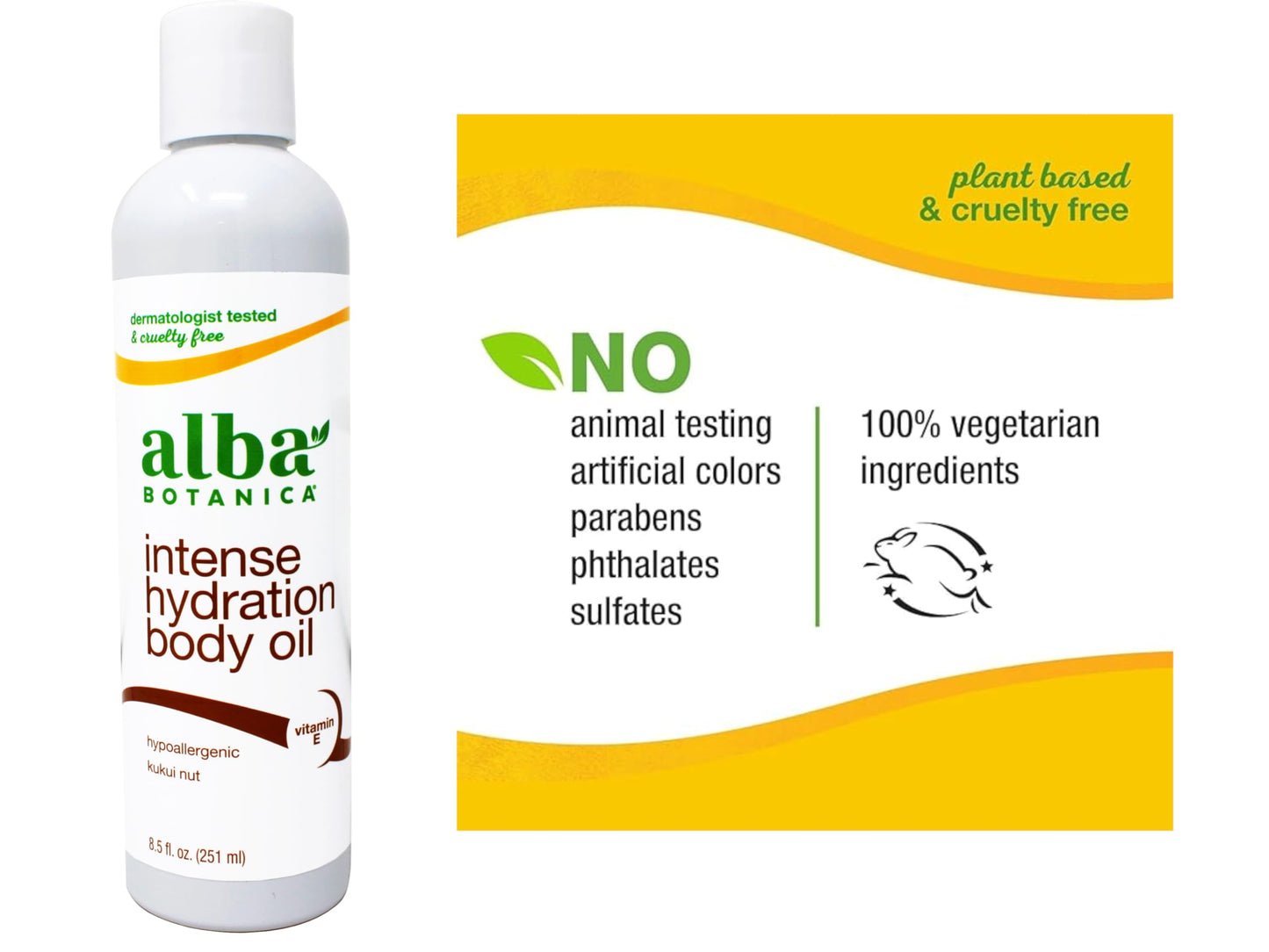 Alba Botanica Hawaiian Organic Body Oil - Kukui Nut - 8.5 Ounce (Pack of 2), 'Packaging may vary'