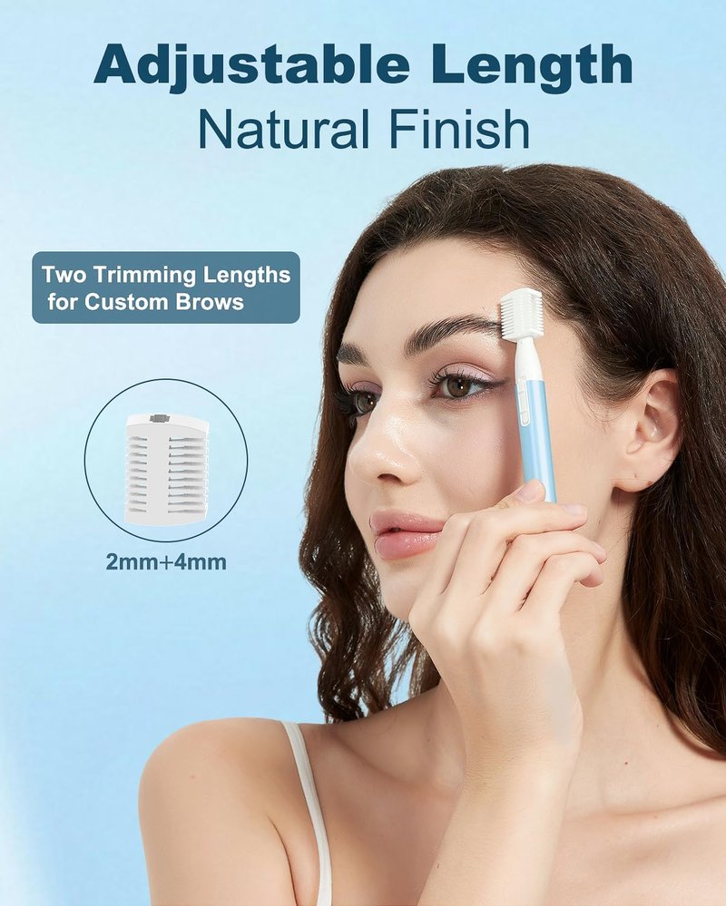 Eyebrow & Facial Hair Trimmer - Precision Detailer with Rinseable Blade | Compact Battery Operated Design for Safe Touch-Ups