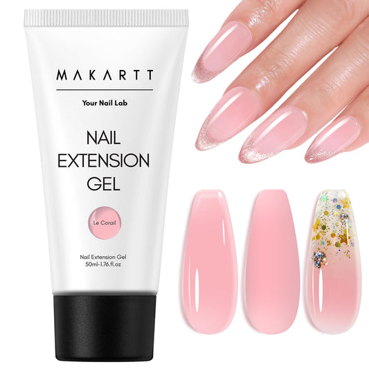Makartt Poly Nail Gel Natural Pink 50ML: Professional Gel Builder for Nail Extension Nail Strengthener Sculpture Beauty Gift 3D Gels Molder Nail Art Easy DIY at Home Salon