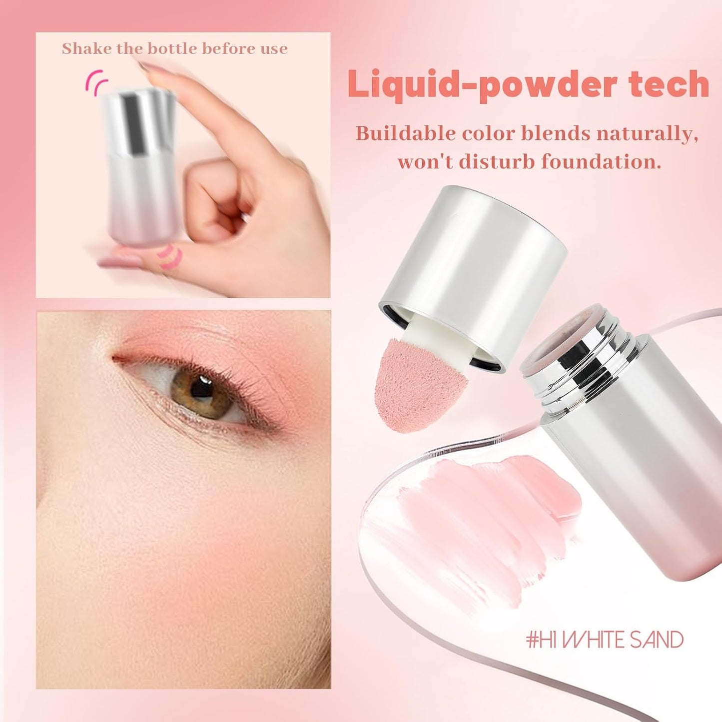 Blush Liquid Makeup Cream Stick - Blendable Soft Peach Tint for Mature Skin | Easy Application, Sheer Finish