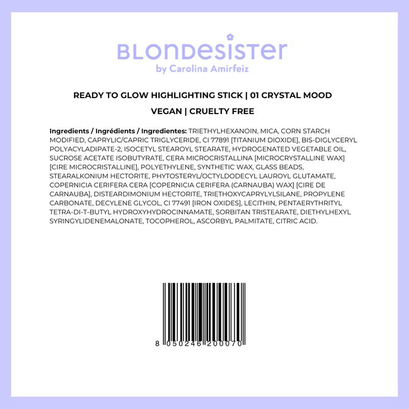 Blondesister Ready To Glow Highlighter - Highlighter Makeup and Eyeshadow - Creamy Texture Contour Makeup - Vegan - Crystal Mood - 0.1 oz