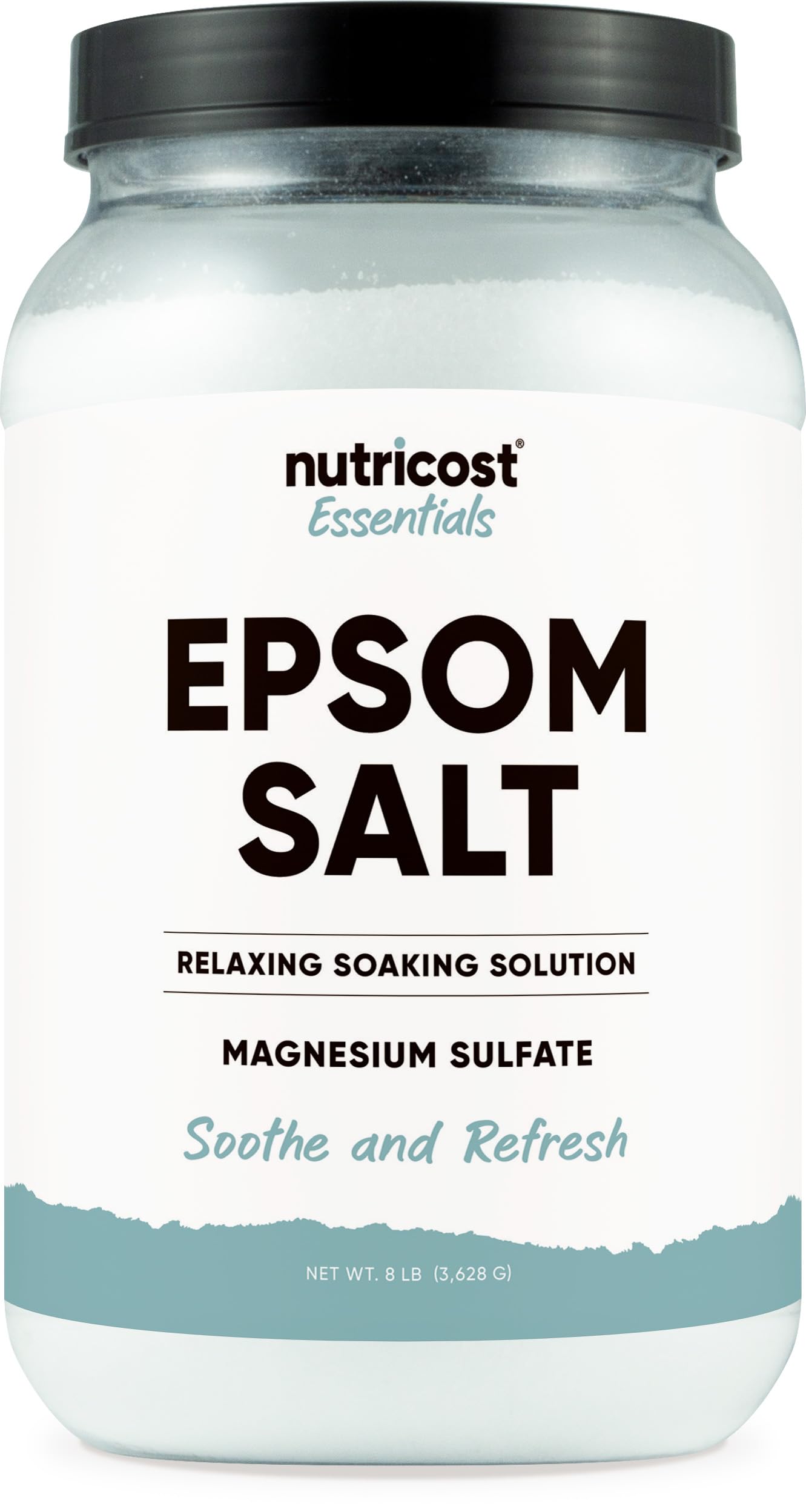 Nutricost Essentials Pure Epsom Salt 8 LBS (100% Pure Magnesium Sulfate) - Relaxing Soaking Solution
