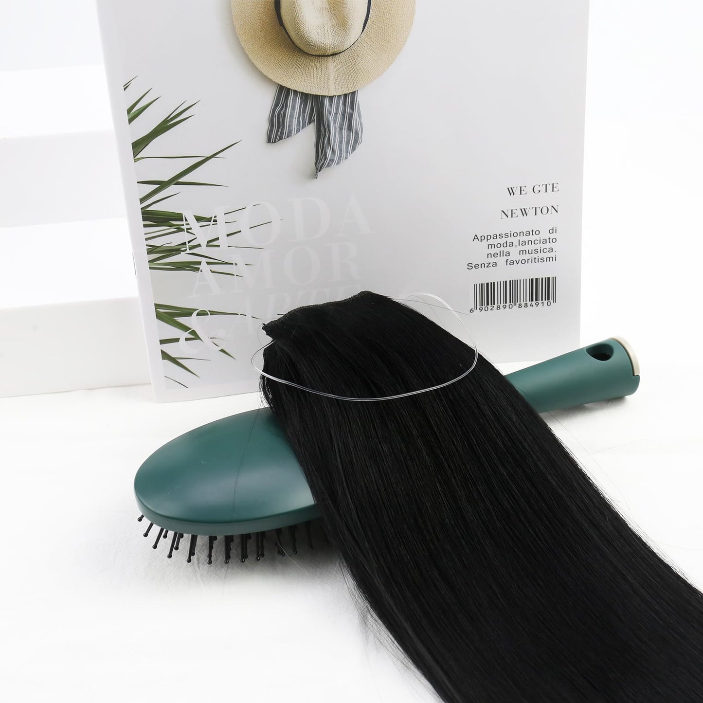 Ugeat Wire Hair Extensions Jet Black, Invisible Wire Hair Extensions Real Human Hair Jet Black, Natural Looking for Women Thin Hair Short Length 12 Inch 70g