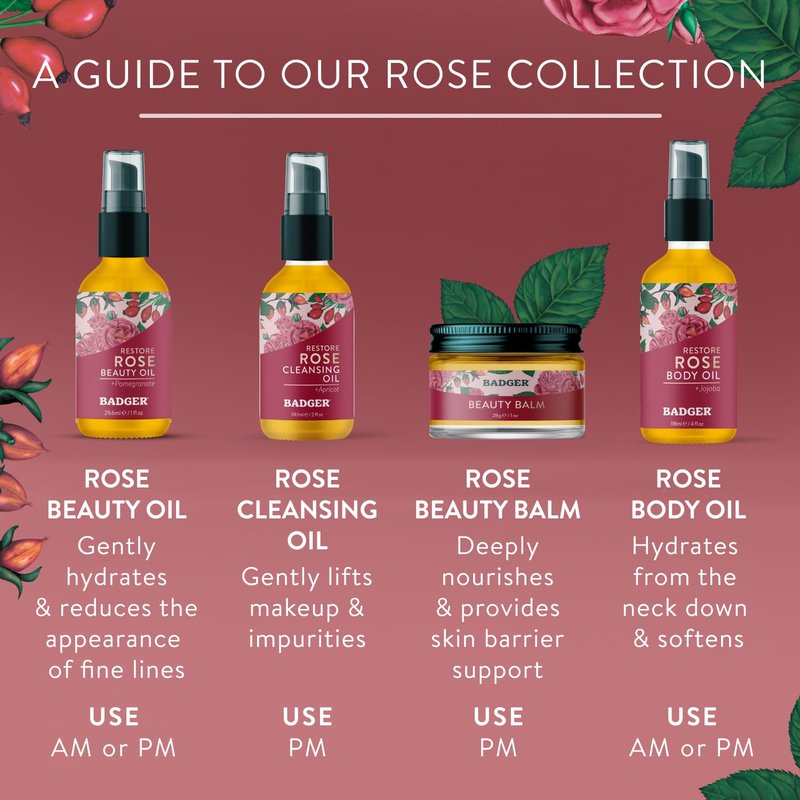 Rose Cleansing Oil - USDA Organic Moisturizing Face Oil in Eco-Friendly Glass Bottle