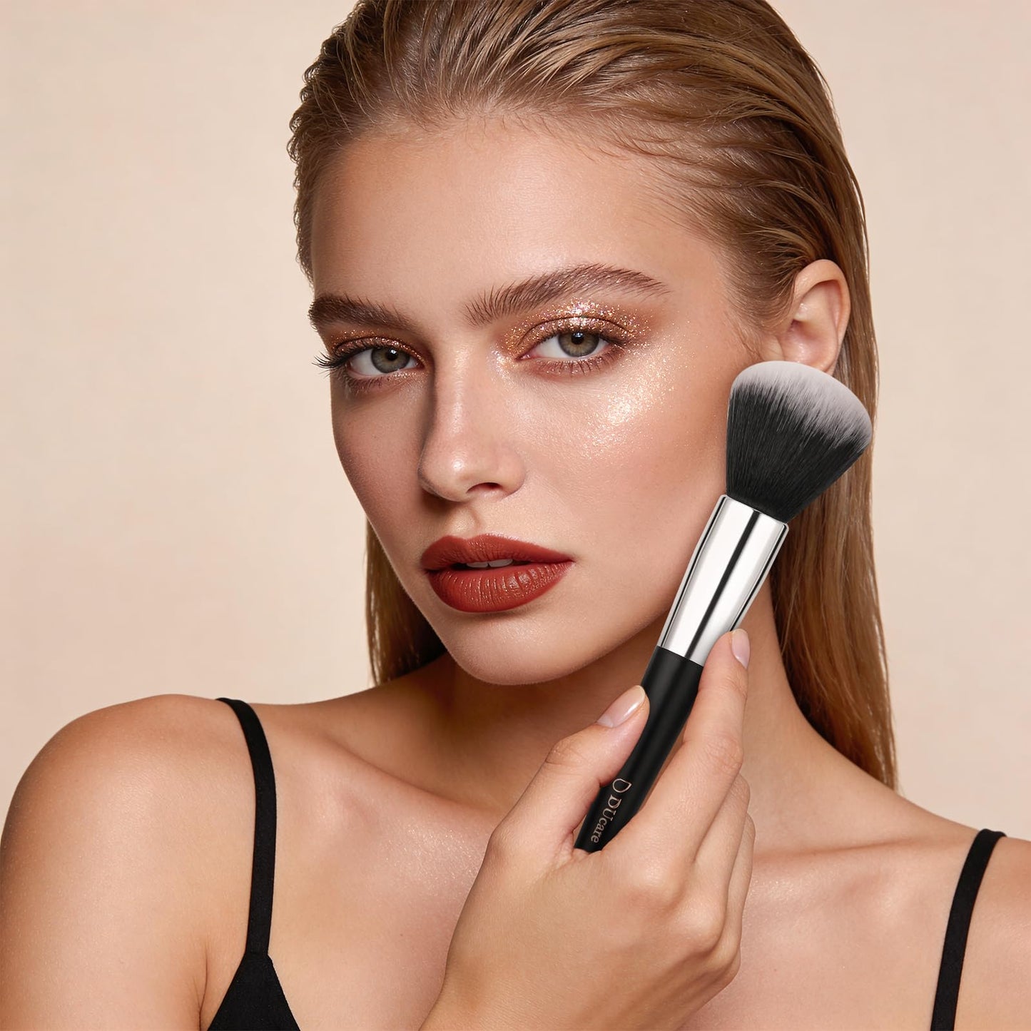 DUcare Travel Makeup Brushes with Bag 10Pcs Makeup Brush set Premium Synthetic Kabuki Foundation Blending Brush Face Powder Blush Concealers Eye Shadows