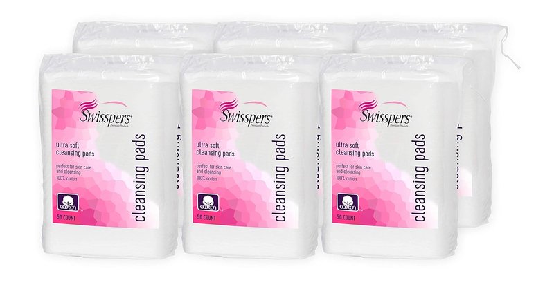 Swisspers Facial Cleansing Pads - Ultra Soft 100% Cotton | Extra Large 50 Pads per Bag (300 Total)