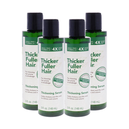 Thicker Fuller Hair Thickening Serum - Thinning Hair Treatment - Hair Volumizer Serum with Natural Ingredients - Fights Breakage - 4 pc