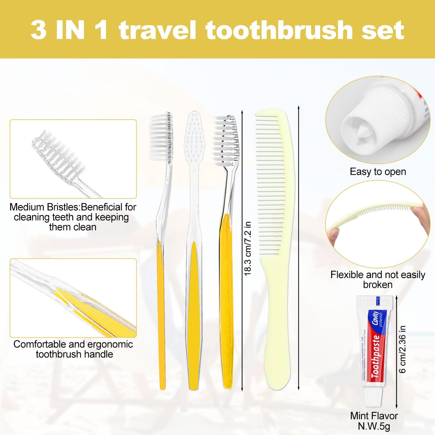 fafortune Disposable Toothbrushes with Toothpaste and Comb for Homeless Individually Wrapped-Suitable for Hotel,Air Bnb,Shelter/Homeless/Nursing Home/Charity (100PCS)