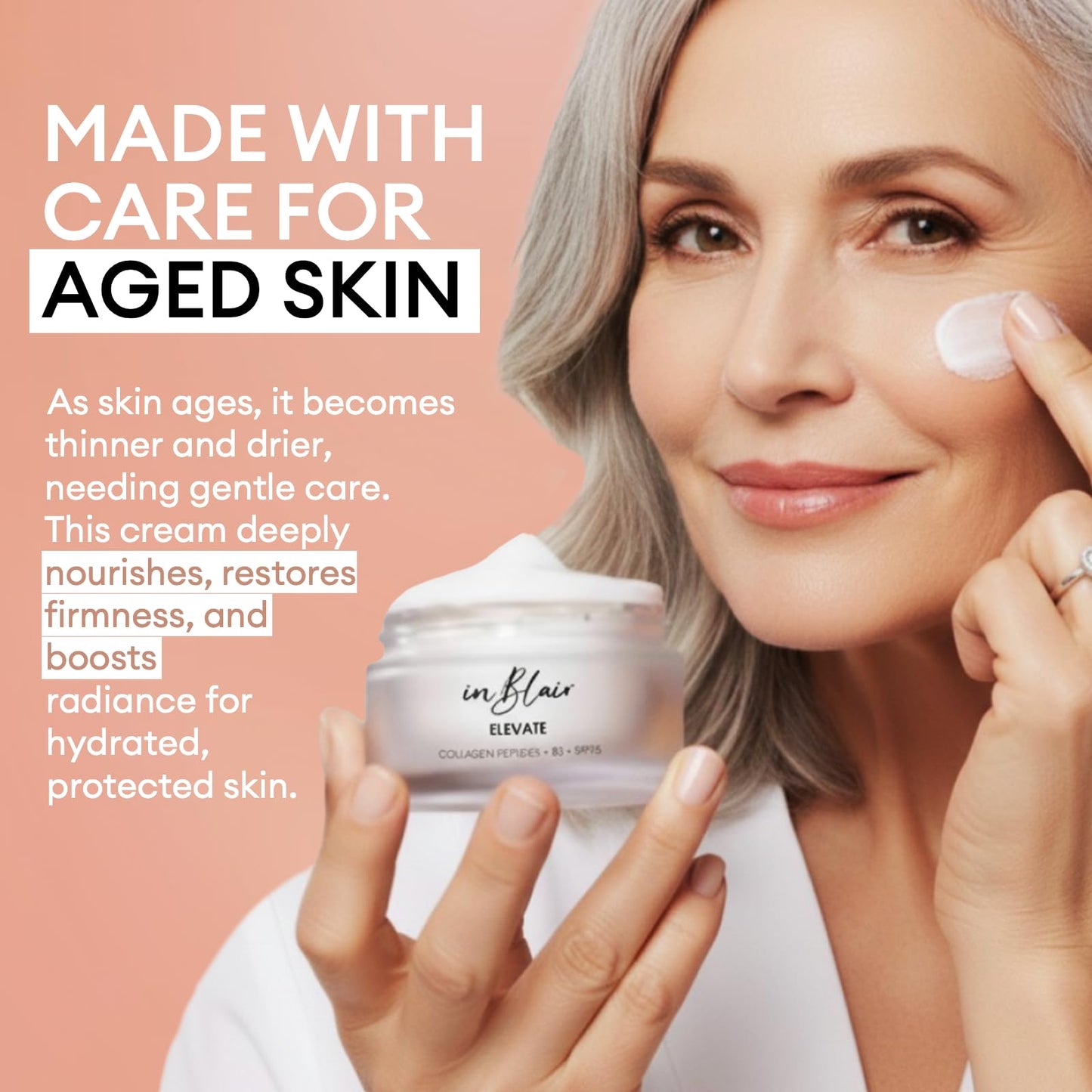 Inblair Elevate Moisturizing Cream for Face | Facial Care for Dry Skin with SPF | Hydrating Moisturizer Rich in Niacinamide, Hyaluronic Acid & Collagen Peptide | Anti Aging Day Cream