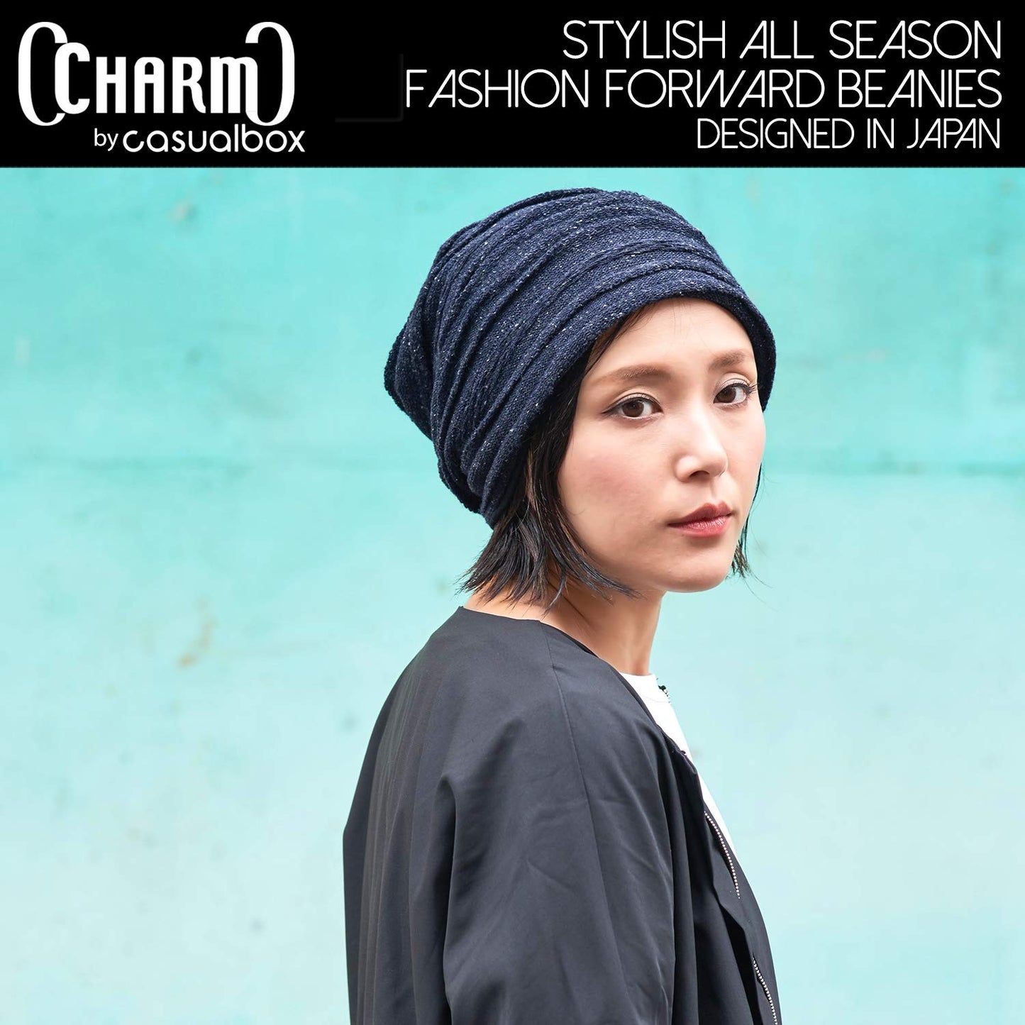 CHARM Organic Cotton Winter Beanie - Men Slouchy Oversized Hat Women Chemo Cap Slouch All Season Unisex Gray