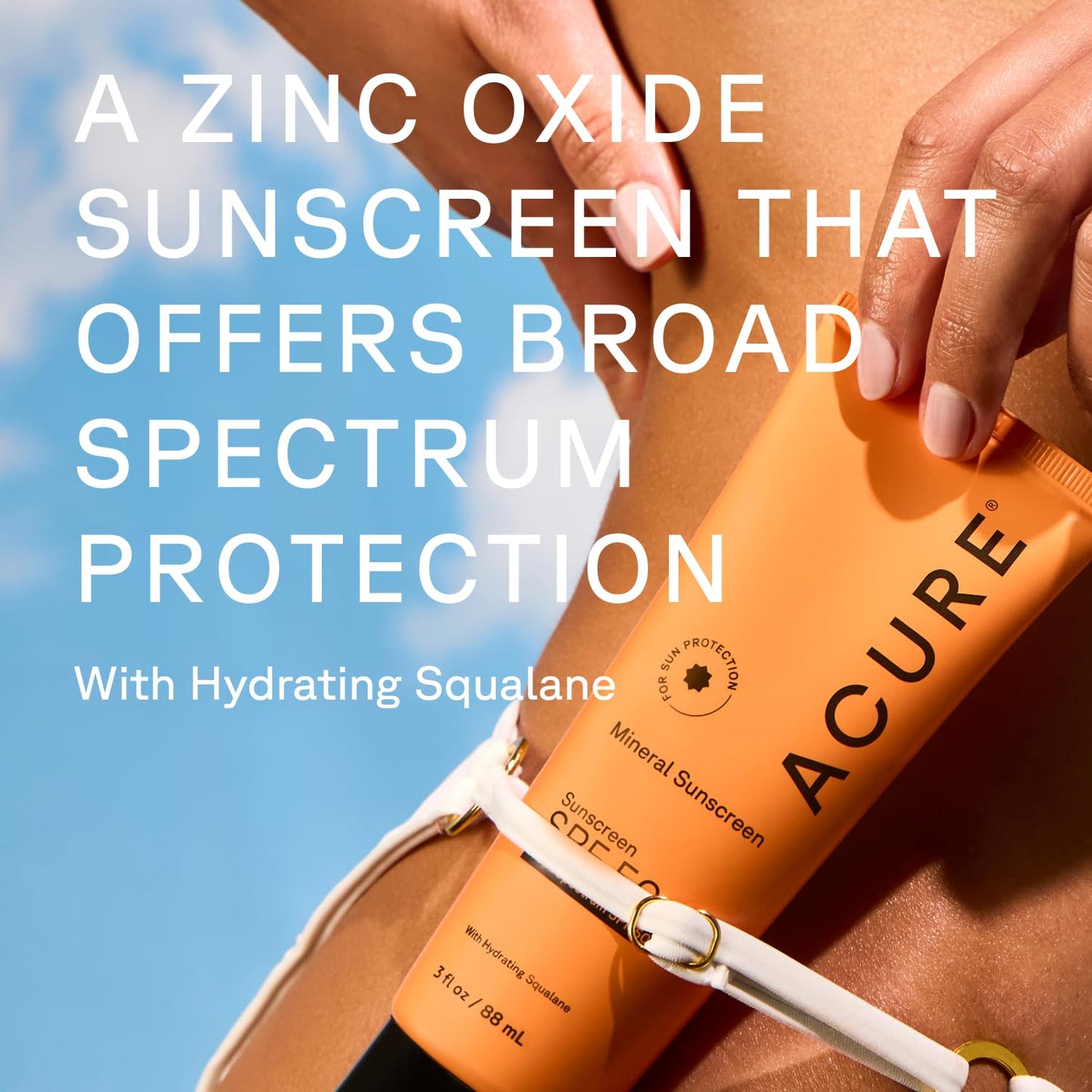 Acure Mineral Sunscreen SPF 50 - Zinc Oxide Sunblock for Face & Body | Reef-Safe, Non-Toxic Formula for Sensitive Skin - 3 fl oz
