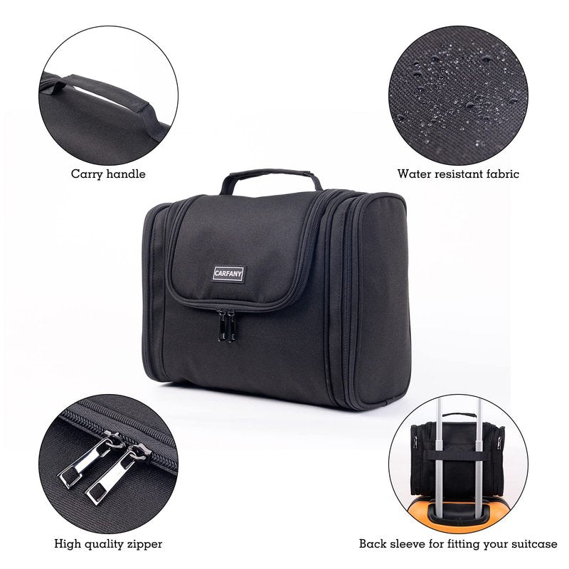 Carfany Hanging Toiletry Bag For Women And Men Large Travel Cosmetic Makeup Bags Organizer Water Resistant Shower Bag