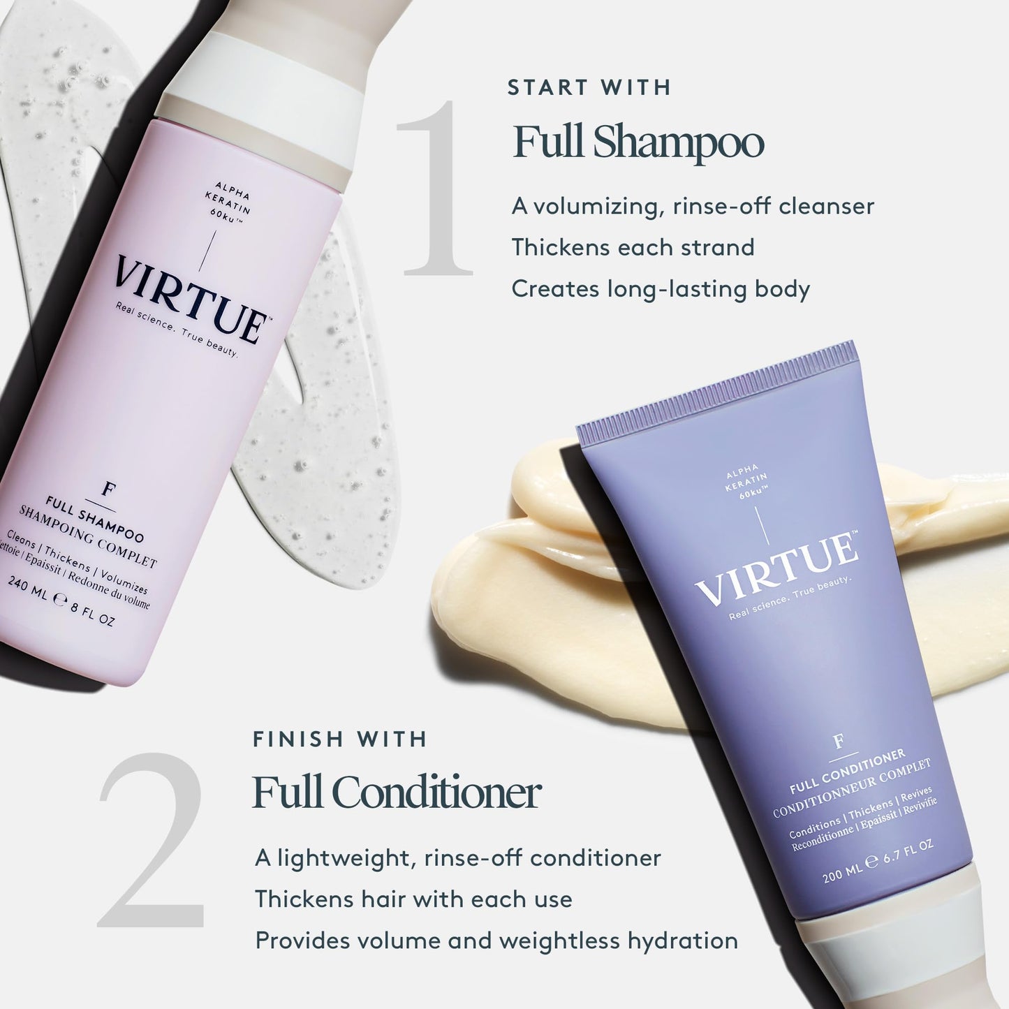 VIRTUE Full Shampoo, Volumizing, for Fine Hair, Sulfate-free, 8 Fl Oz