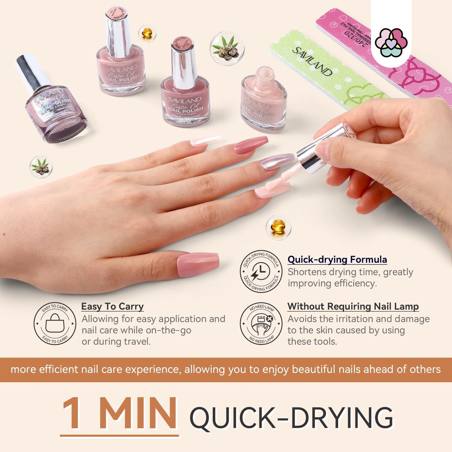SAVILAND Pink Nail Polish Set: Burgundy Dark Red White Pearl Quick Dry Nail Polish Regular Kit with Castor Oil Base and Top Coat Nail Lacquer Set DIY Art at Home Gift 12 Colors 14 Pcs