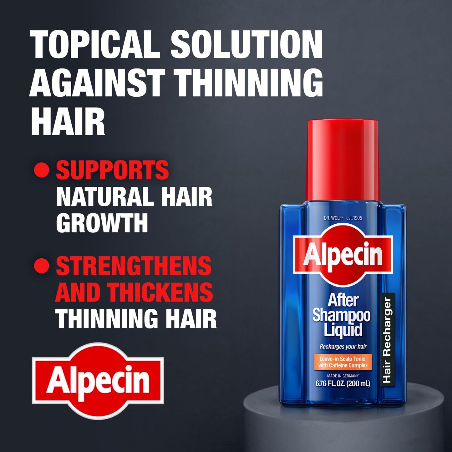 Alpecin After Shampoo Caffeine Liquid 6.76 fl oz (Pack of 3) I Topical Solution for Men's Thinning Hair I Promotes Natural Hair Growth I Sulfate Free with Concentrated Caffeine
