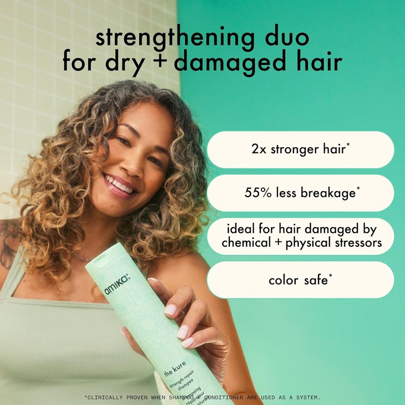 Amika The Kure Strength Repair Conditioner - Nourishing Formula for Damaged Hair | 8 Fl Oz