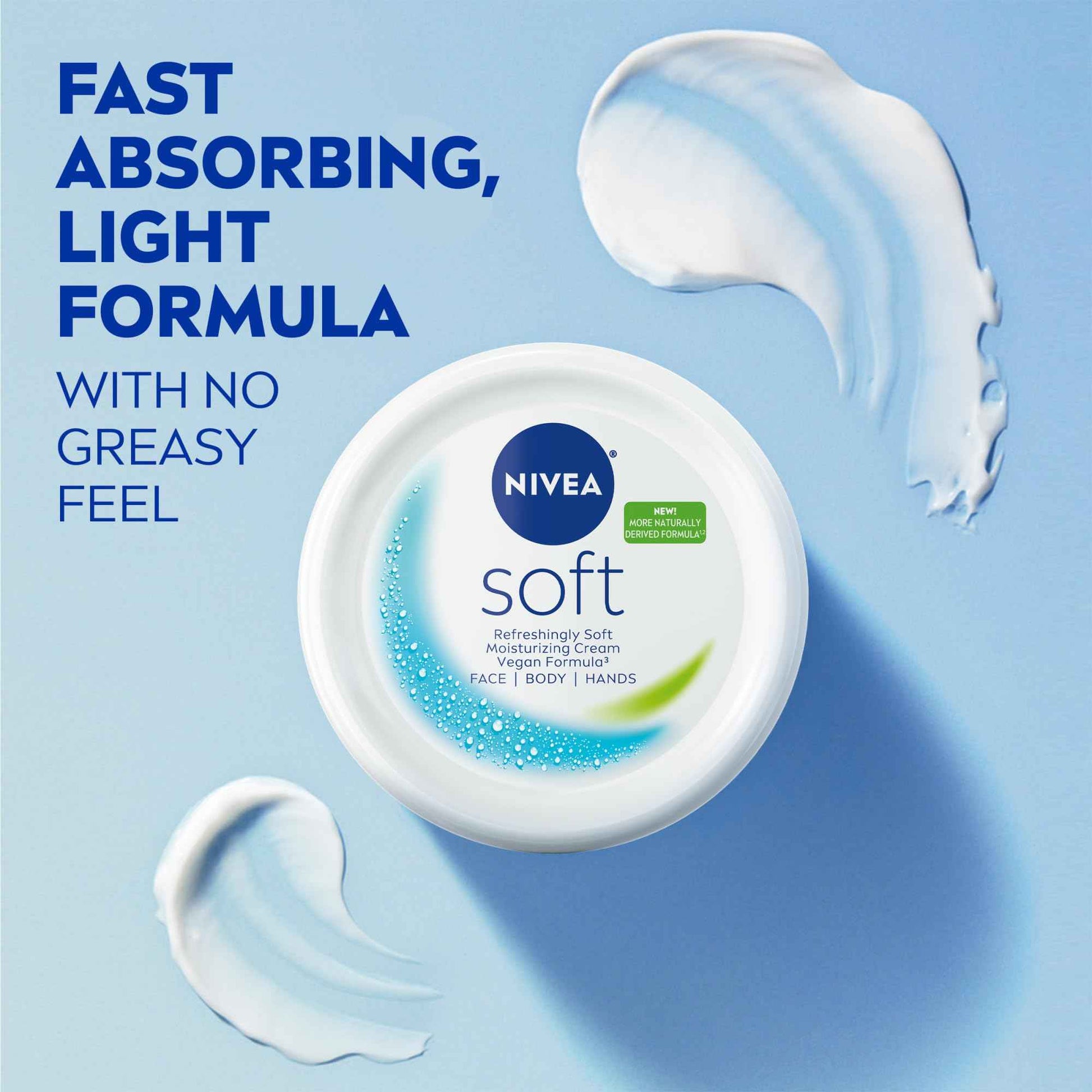 NIVEA Soft Refreshingly Soft Moisturizing Cream for Face, Body and Hands, Lightweight, Non-Greasy, 48-Hour Body Moisturizer with Jojoba Oil and Vitamin E, 6.8 Oz Jar, Pack of 3