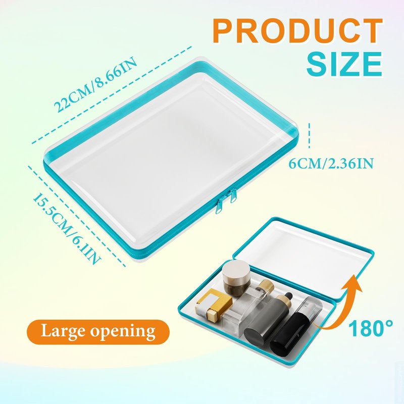 Stuffygreenus 4 Pcs Clear Hard Zipper Case Hard-Sided Premium Storage Case Plastic Clear Hard Shell Zipper Pouch Portable Travel Organizer Box for Building Blocks Puzzles Cosmetics Makeup Pencil (M)