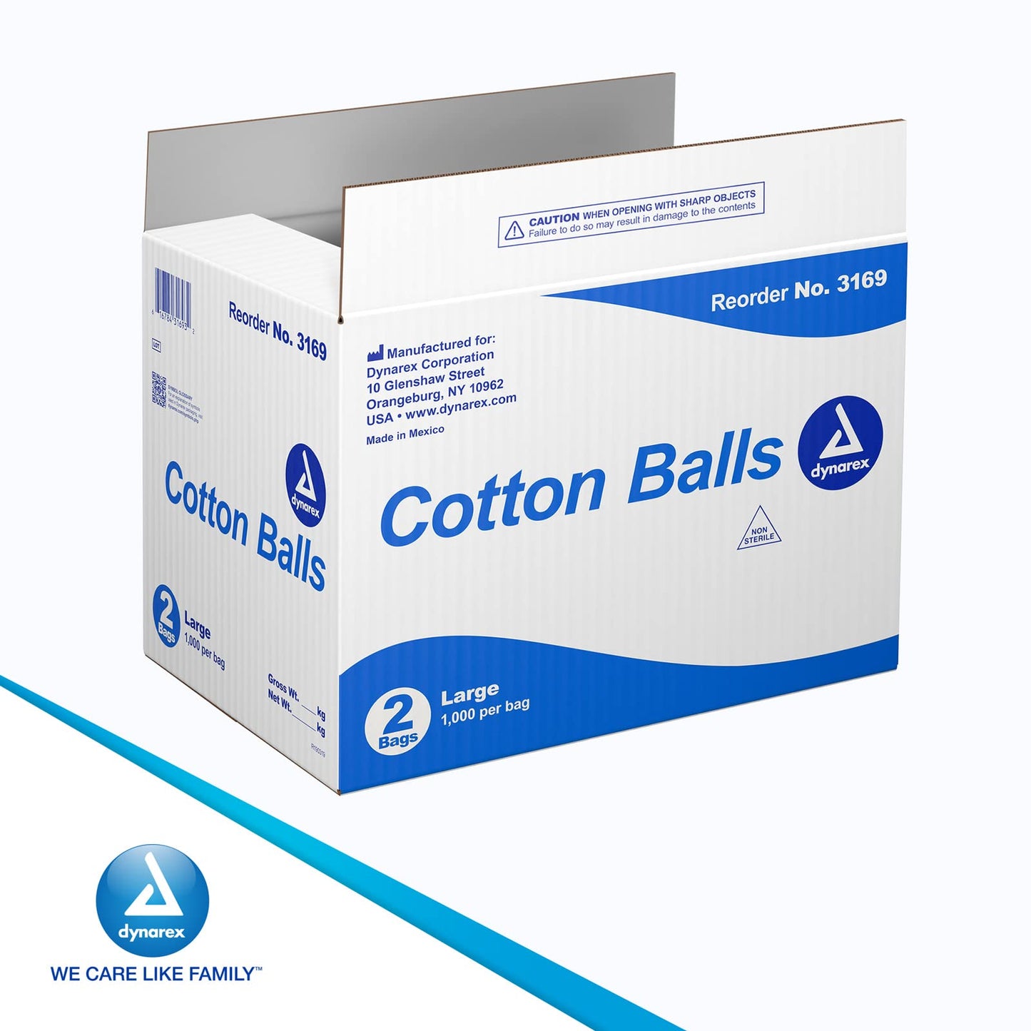 Dynarex Cotton Ball Large, Non-Sterile, 1,000 Count (Pack of 2)