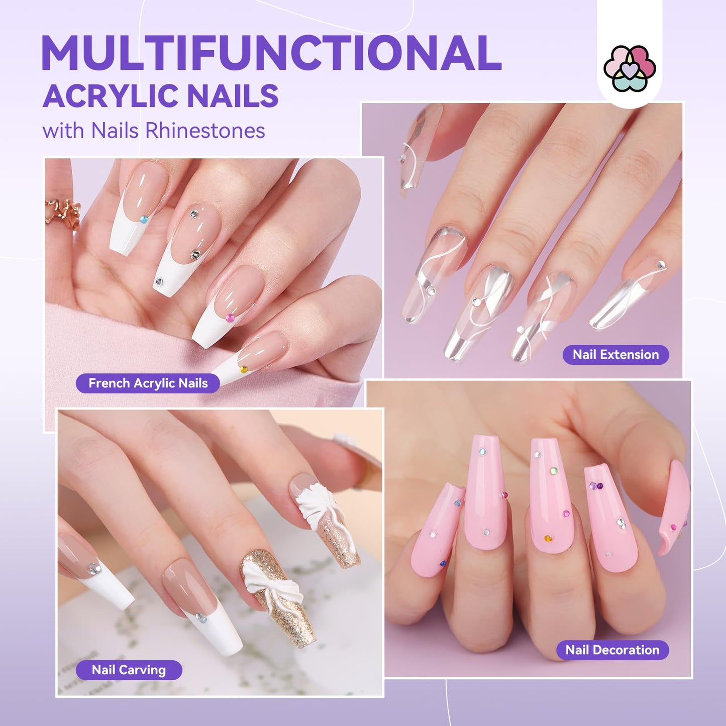 SAVILAND French Acrylic Nail Kit: Beginner Nail Kit Acrylic Set Easy to Use Acrylic Powder and Liquid Set with Half Cover Nail Tips Acrylic Nail Brushes Nail Tools for DIY French Manucure Kit