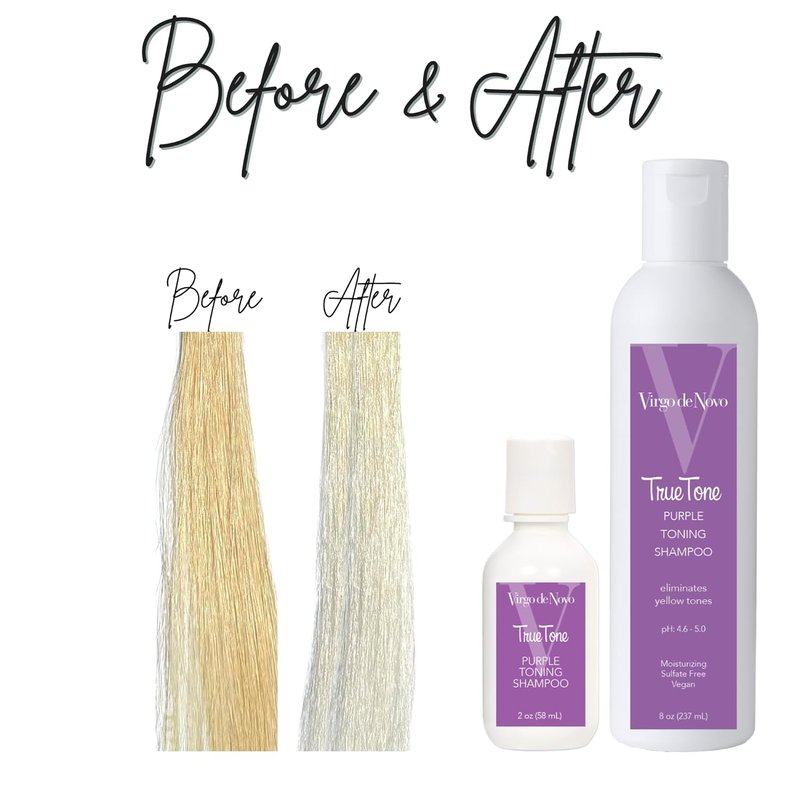 Virgo de Novo Purple Toning Shampoo - Neutralizes Yellow & Brassy Tones | Brightens Blonde, Silver & Grey Hair - 8 oz